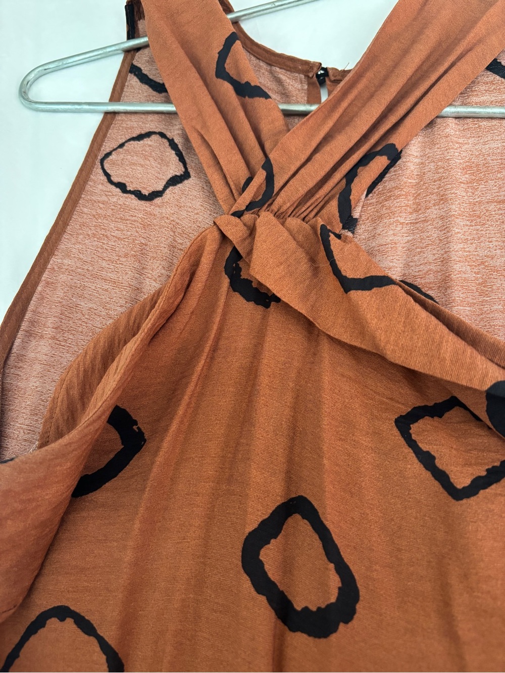 Eva Franco Rust One-Shoulder Wide-Leg Geometric Jumpsuit - Picture 6 of 7